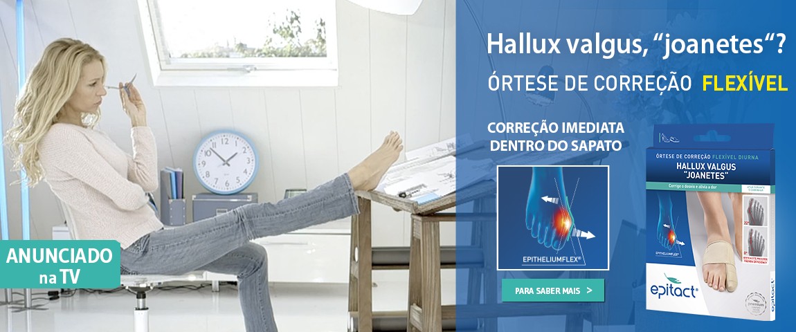 O uso diário da Órtese de Correção EPITACT® permite corrigir e limitar a evolução do “hallux valgus“, aliviando as dores articulares.